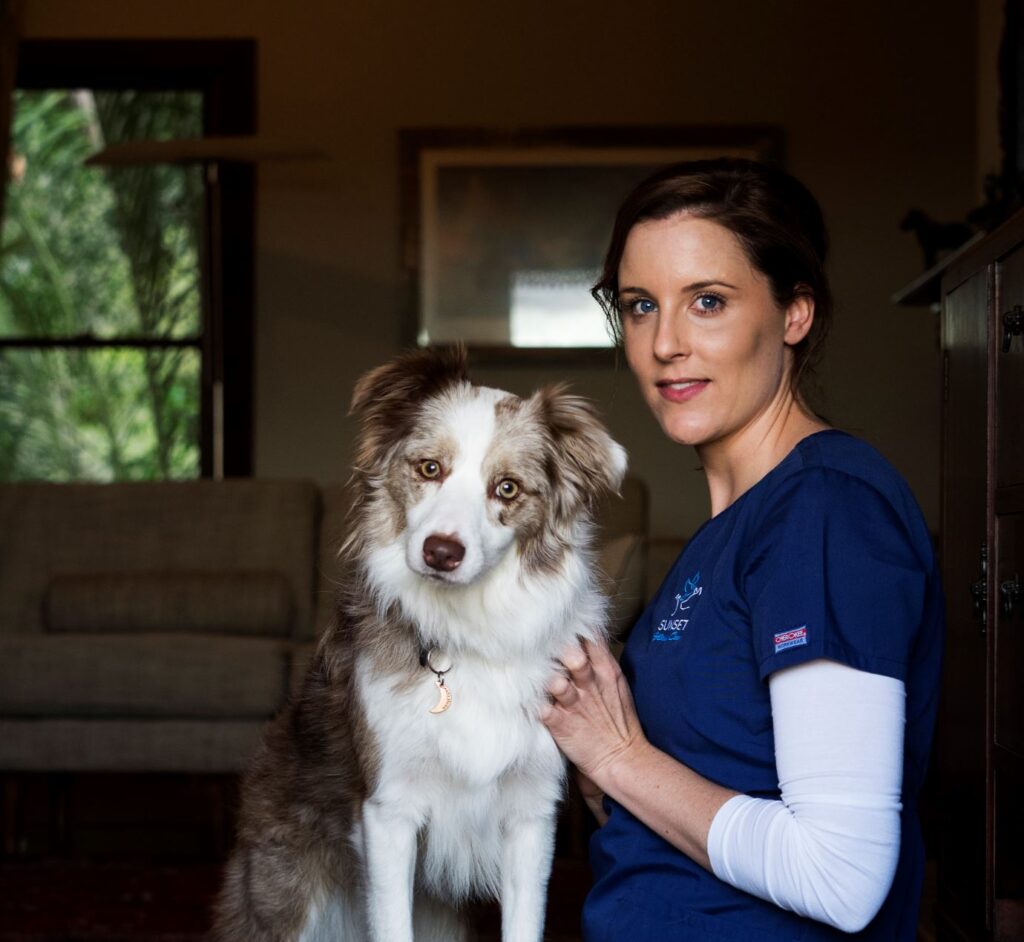 Dr Jackie Campbell with dog_Sunset Vets
