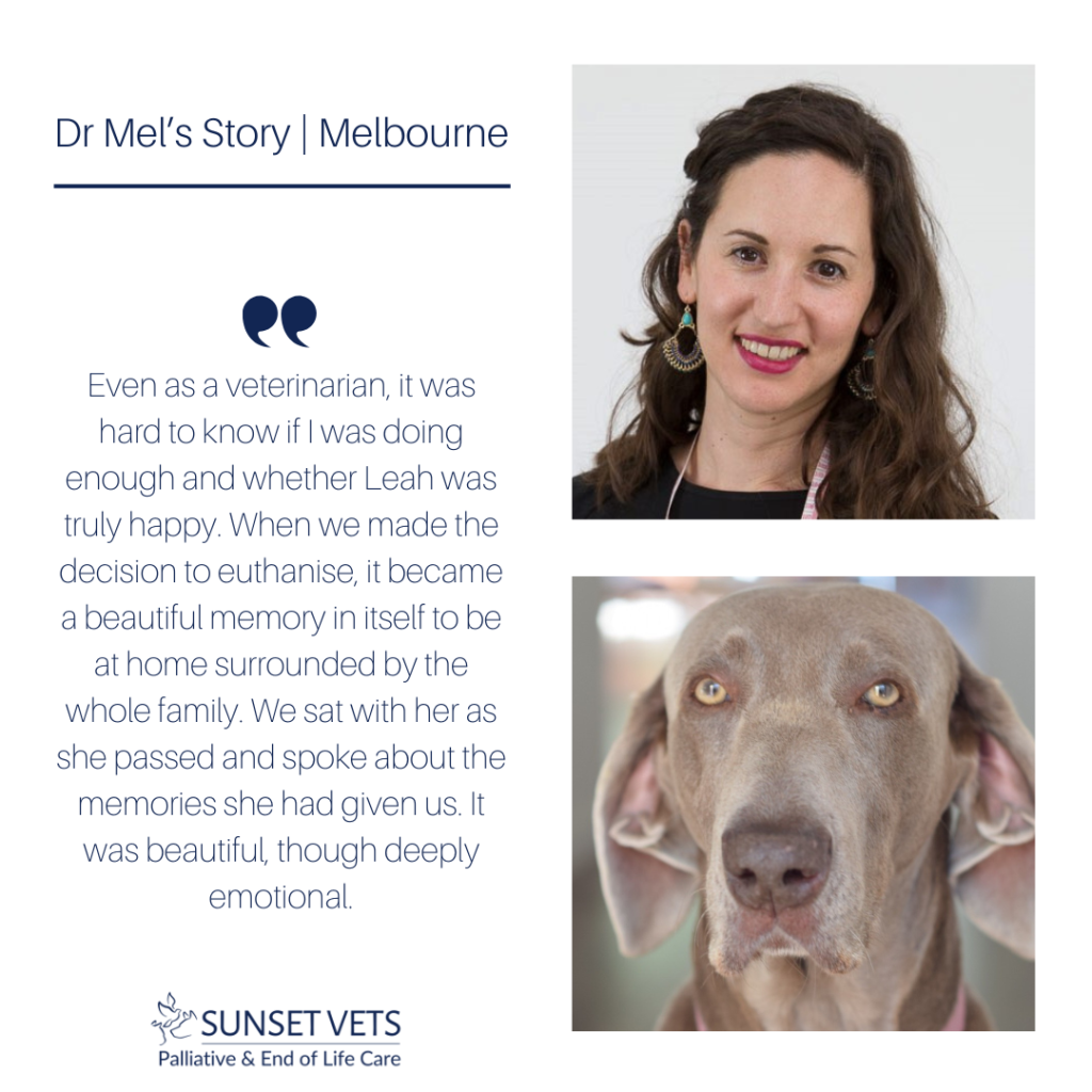 Melbourne Based End of LIfe Vet Dr Mel